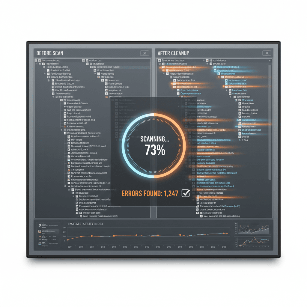 Registry scan and cleaning results