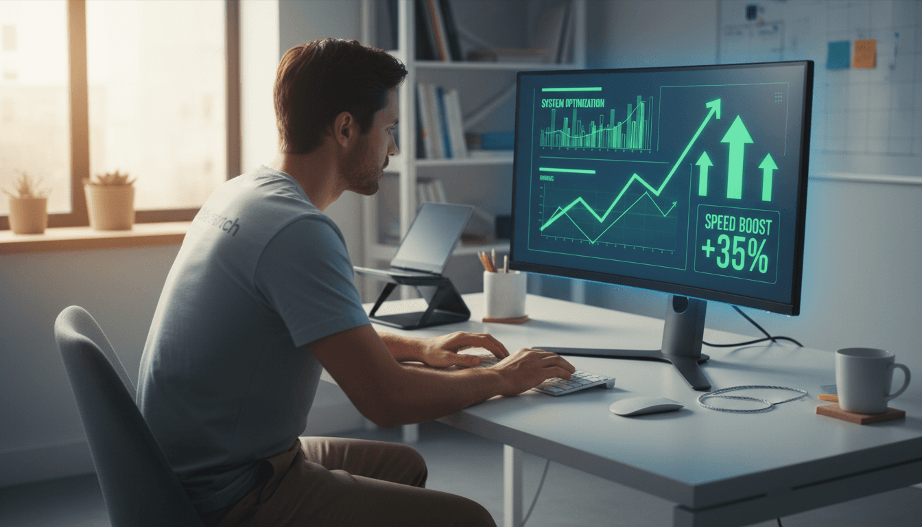Person optimizing their computer with Rocket PC performance software