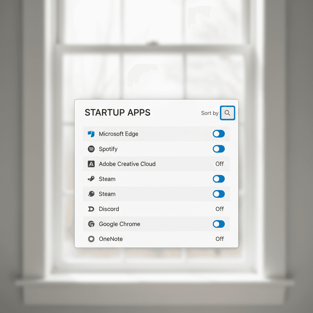 Startup programs management interface